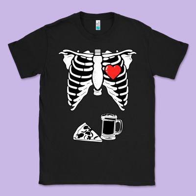 Dad Skeleton Halloween Beer Pizza Classic Tee Designed By Artisfamous