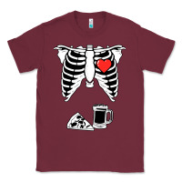 Burgundy dad skeleton halloween beer pizza Classic Tee - artisFamous