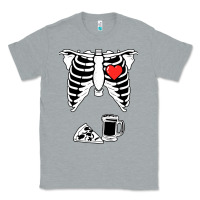 Heather Grey dad skeleton halloween beer pizza Classic Tee - artisFamous