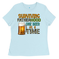 Baby Blue surviving fatherhood one beer at a  time Ladies Tee - Artiststas