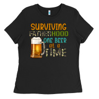 Black surviving fatherhood one beer at a  time Ladies Tee - Artiststas