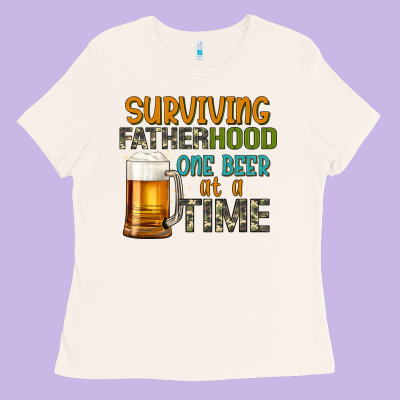 Surviving Fatherhood One Beer At A  Time Ladies Tee Designed By Artiststas