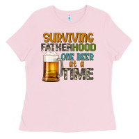 Bubblegum Pink surviving fatherhood one beer at a  time Ladies Tee - Artiststas