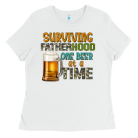 White surviving fatherhood one beer at a  time Ladies Tee - Artiststas