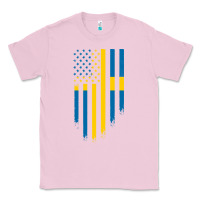 Bubblegum Pink Sweden Swedish Roots American Flag | Canadian Roots Classic Tee - artisFamous