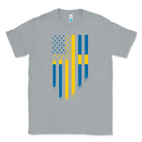 Heather Grey Sweden Swedish Roots American Flag | Canadian Roots Classic Tee - artisFamous