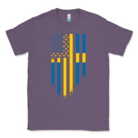 Lavender Sweden Swedish Roots American Flag | Canadian Roots Classic Tee - artisFamous