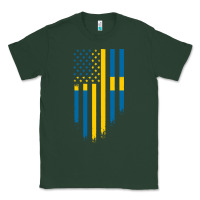 Sports Green Sweden Swedish Roots American Flag | Canadian Roots Classic Tee - artisFamous