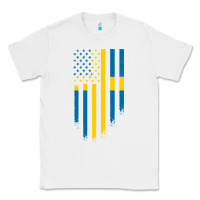 White Sweden Swedish Roots American Flag | Canadian Roots Classic Tee - artisFamous