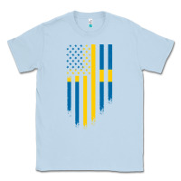 Dusty Blue Sweden Swedish Roots American Flag | Canadian Roots Classic Tee - artisFamous