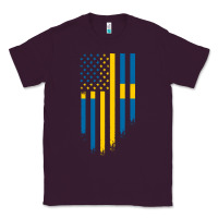 Plum Sweden Swedish Roots American Flag | Canadian Roots Classic Tee - artisFamous