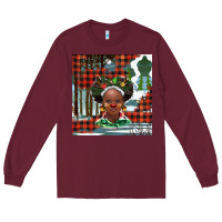 Burgundy Christmas African girl Long Sleeve Tee - BarkalooDesign