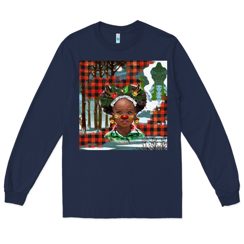 Christmas African Girl Long Sleeve Tee by BarkalooDesign | Teevron