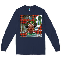 Navy Christmas African girl Long Sleeve Tee - BarkalooDesign