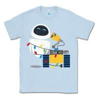 Dusty Blue wall e eve christmas light wrap graphic t shirt Classic Tee - artisFamous