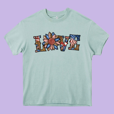 Love American Sunflower Heavy Core Tee Designed By Bundleandbundleshop