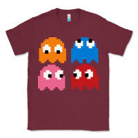 Burgundy pacman ghosts cool retro 80s Classic Tee - artisFamous