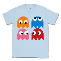 Dusty Blue pacman ghosts cool retro 80s Classic Tee - artisFamous