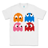 White pacman ghosts cool retro 80s Classic Tee - artisFamous