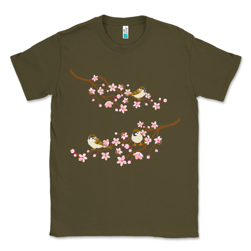 Cherry Blossom Sakura With Bird Classic Tee by artisFamous | Teevron