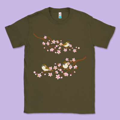 Cherry Blossom Sakura With Bird Classic Tee Designed By Artisfamous