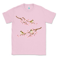 Bubblegum Pink cherry blossom sakura with bird Classic Tee - artisFamous