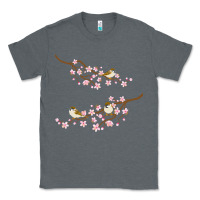 Charcoal Heather cherry blossom sakura with bird Classic Tee - artisFamous
