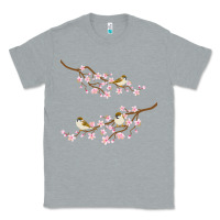 Heather Grey cherry blossom sakura with bird Classic Tee - artisFamous