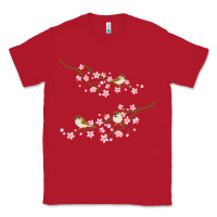 Red cherry blossom sakura with bird Classic Tee - artisFamous