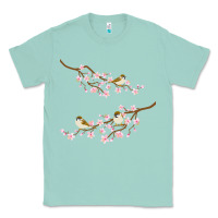 Seafoam cherry blossom sakura with bird Classic Tee - artisFamous