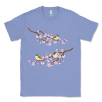 Colony Blue cherry blossom sakura with bird Classic Tee - artisFamous