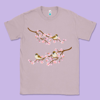 Cherry Blossom Sakura With Bird Classic Tee Designed By Artisfamous