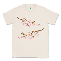 Natural cherry blossom sakura with bird Classic Tee - artisFamous