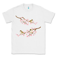White cherry blossom sakura with bird Classic Tee - artisFamous