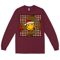 Burgundy Christmas smiley face Long Sleeve Tee - BarkalooDesign