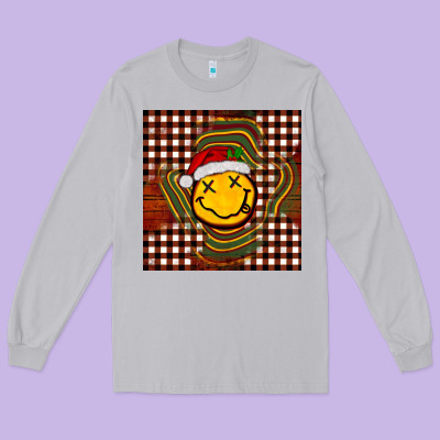Christmas Smiley Face Long Sleeve Tee Designed By Barkaloodesign