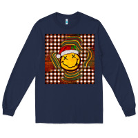 Navy Christmas smiley face Long Sleeve Tee - BarkalooDesign