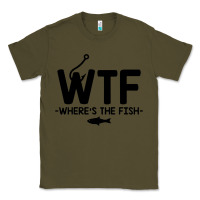 Army Green where's the fish Classic Tee - artisFamous