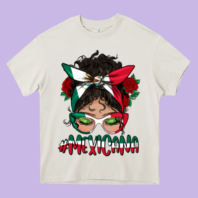 Mexicana Messy Bun Mama Heavy Core Tee Designed By Bundleandbundleshop