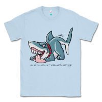 Dusty Blue Sharkdog Sticker Classic Tee - artisFamous
