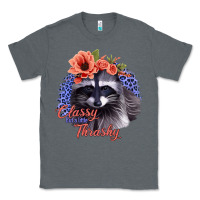 Charcoal Heather Classy But A Little Thrashy Racoon With Flowers Classic Tee - Jasminsmagicworld