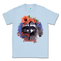 Dusty Blue Classy But A Little Thrashy Racoon With Flowers Classic Tee - Jasminsmagicworld