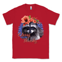 Red Classy But A Little Thrashy Racoon With Flowers Classic Tee - Jasminsmagicworld