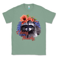 Sage Classy But A Little Thrashy Racoon With Flowers Classic Tee - Jasminsmagicworld