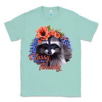 Seafoam Classy But A Little Thrashy Racoon With Flowers Classic Tee - Jasminsmagicworld
