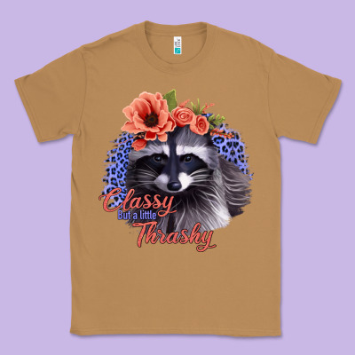 Classy But A Little Thrashy Racoon With Flowers Classic Tee Designed By Jasminsmagicworld