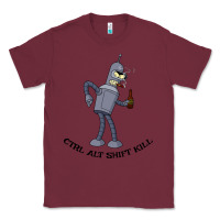 Burgundy Futurama Ctrl Alt Shift Kill Bender Classic Tee - artisFamous