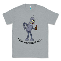 Heather Grey Futurama Ctrl Alt Shift Kill Bender Classic Tee - artisFamous