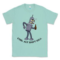 Seafoam Futurama Ctrl Alt Shift Kill Bender Classic Tee - artisFamous