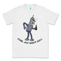 White Futurama Ctrl Alt Shift Kill Bender Classic Tee - artisFamous